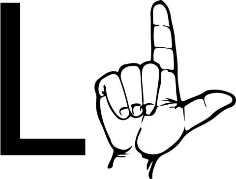 Asl Sign Language Letter L Coloring Page